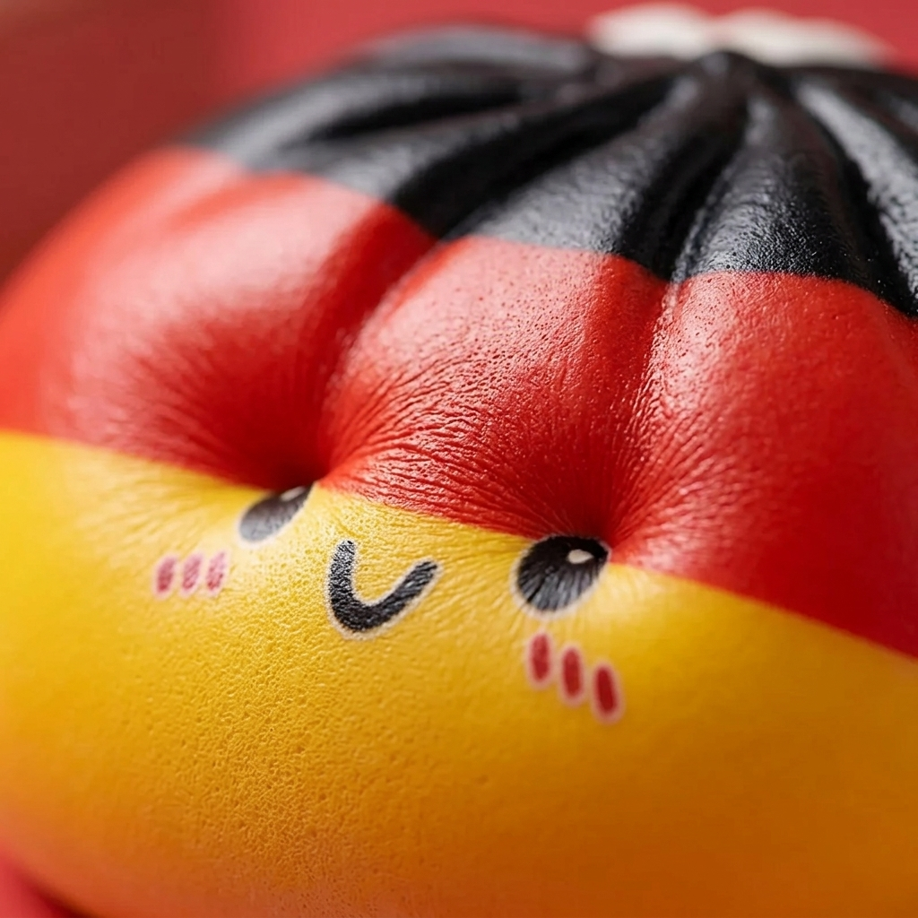 Flag Squishy Toy Dumpling Tyskland — närbild på strukturen