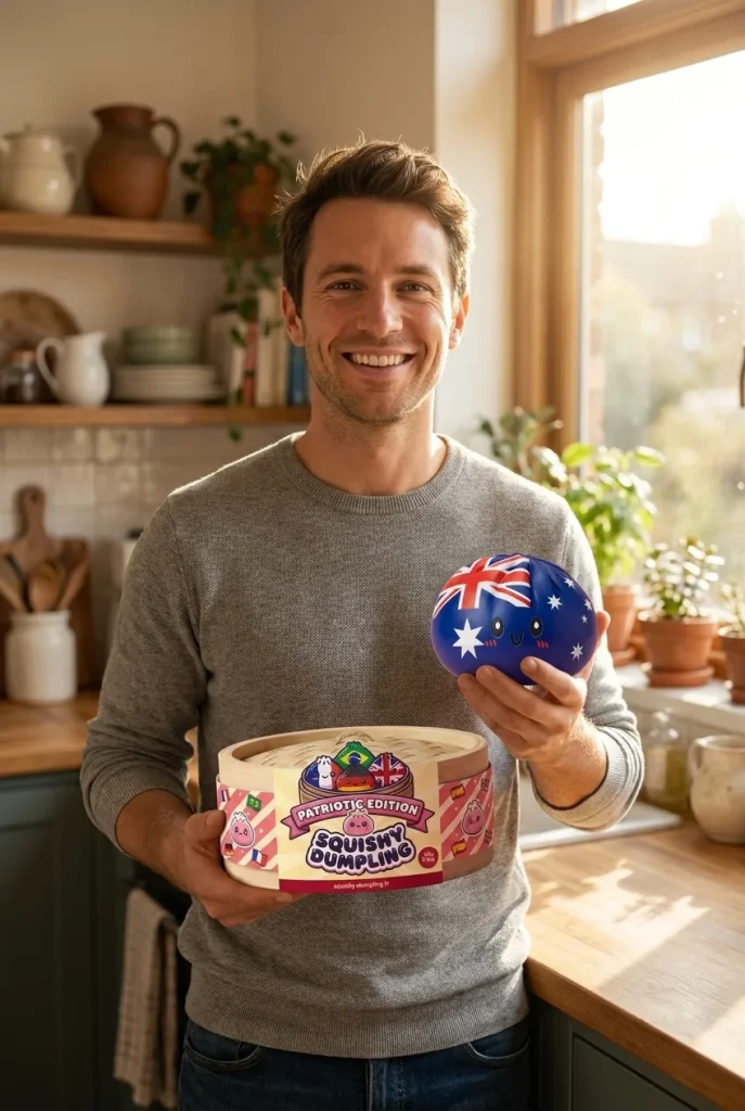 Flag Squishy Dumpling Australien med sin ask