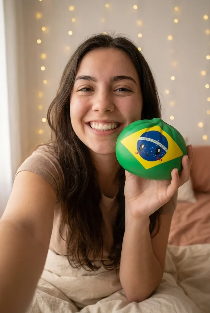 Dumpling Squishy Flag Brasilien i vardagen