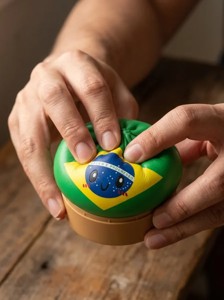 Dumpling Squishy Flag Brasilien mitt i klämmet