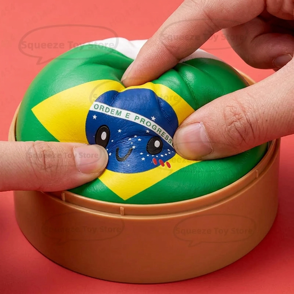 Dumpling Squishy Flag Brasilien — slow-rise-effekt, skummet återtar långsamt sin form