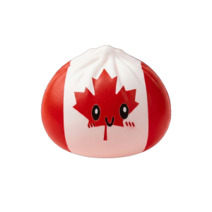 Flag Squishy Dumpling Kanada med Bambukorg — i klämmet, mjukt slow-rise-skum