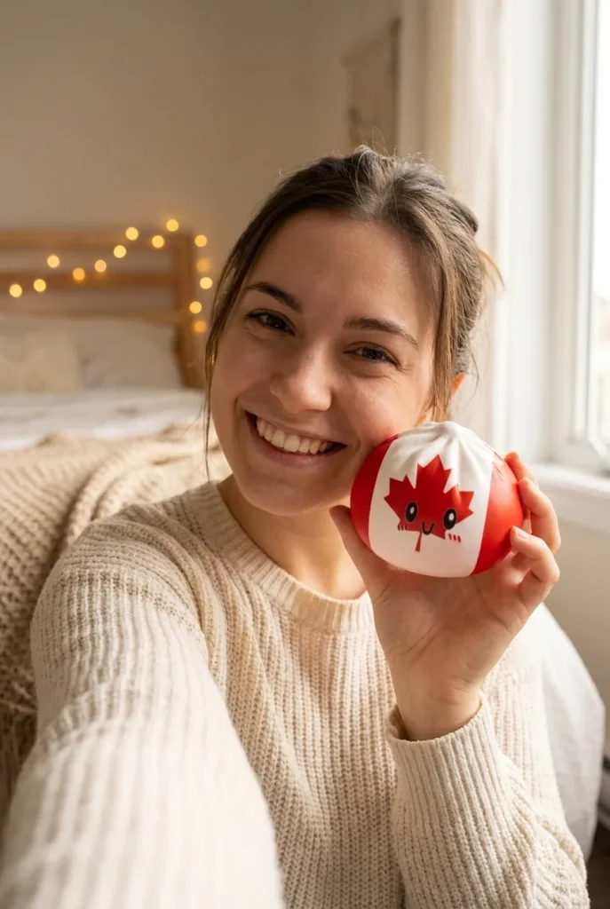 Flag Squishy Dumpling Kanada med Bambukorg i vardagen