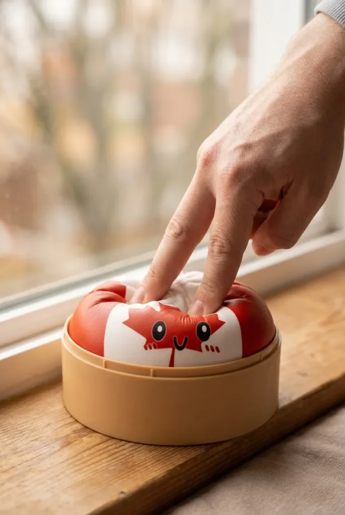 Flag Squishy Dumpling Kanada med Bambukorg mitt i klämmet