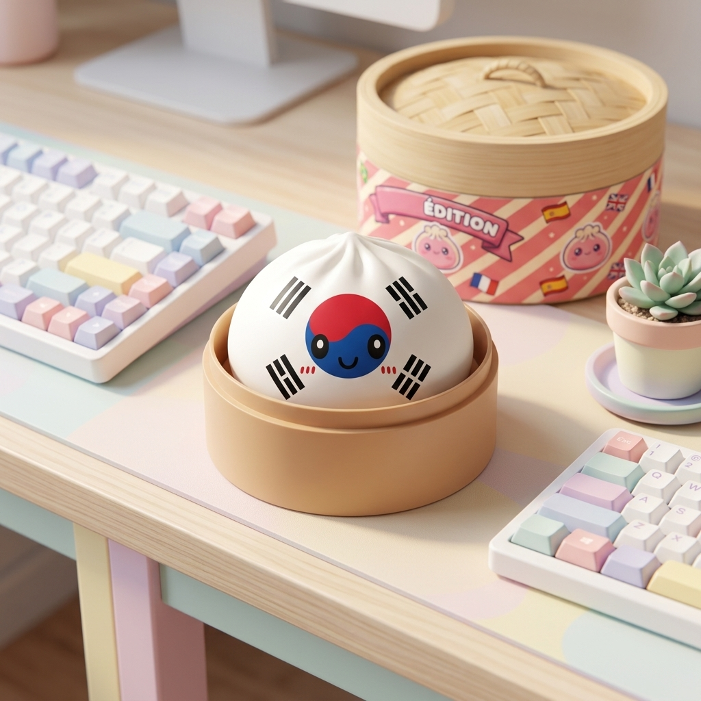 Flag Squishy Dumpling Sydkorea i sin kawaii-miljö