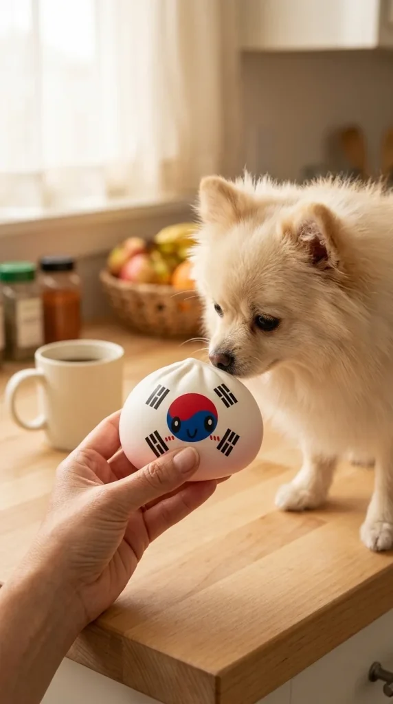 Flag Squishy Dumpling Sydkorea med en gosedjursvän