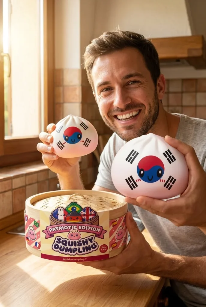 Flag Squishy Dumpling Sydkorea med sin ask