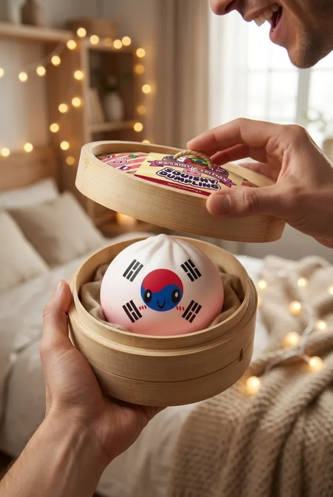 Flag Squishy Dumpling Sydkorea i unboxing-ögonblicket