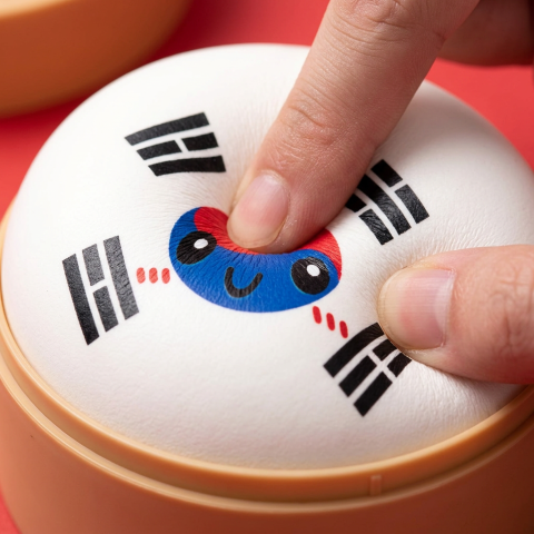 Flag Squishy Dumpling Sydkorea — slow-rise-effekt, skummet återtar långsamt sin form