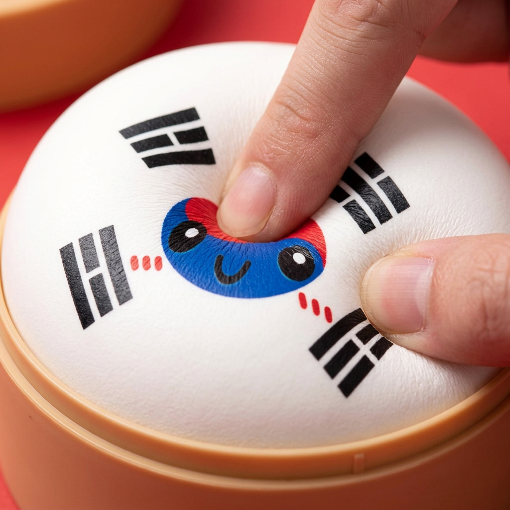 Flag Squishy Dumpling Sydkorea — slow-rise-effekt, skummet återtar långsamt sin form