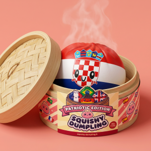 Flag Squishy Dumpling Kroatien i sin bambu-ångkorg