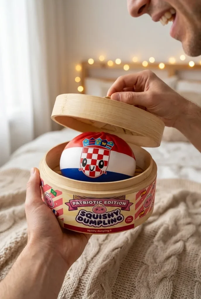 Flag Squishy Dumpling Kroatien i unboxing-ögonblicket