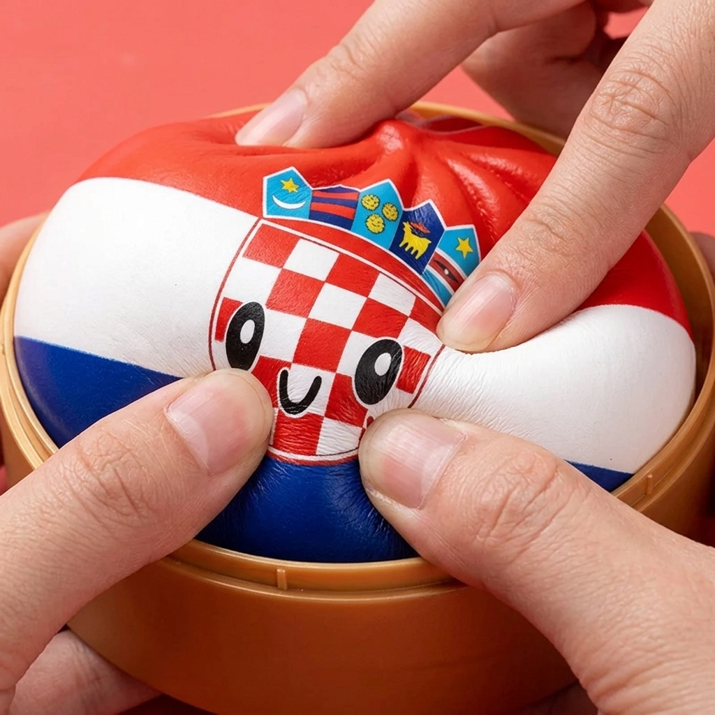 Flag Squishy Dumpling Kroatien — slow-rise-effekt, skummet återtar långsamt sin form