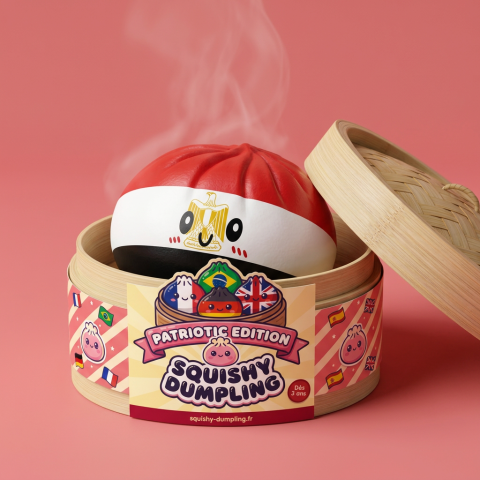 Flag Dumpling Squishy Egypten i sin bambu-ångkorg