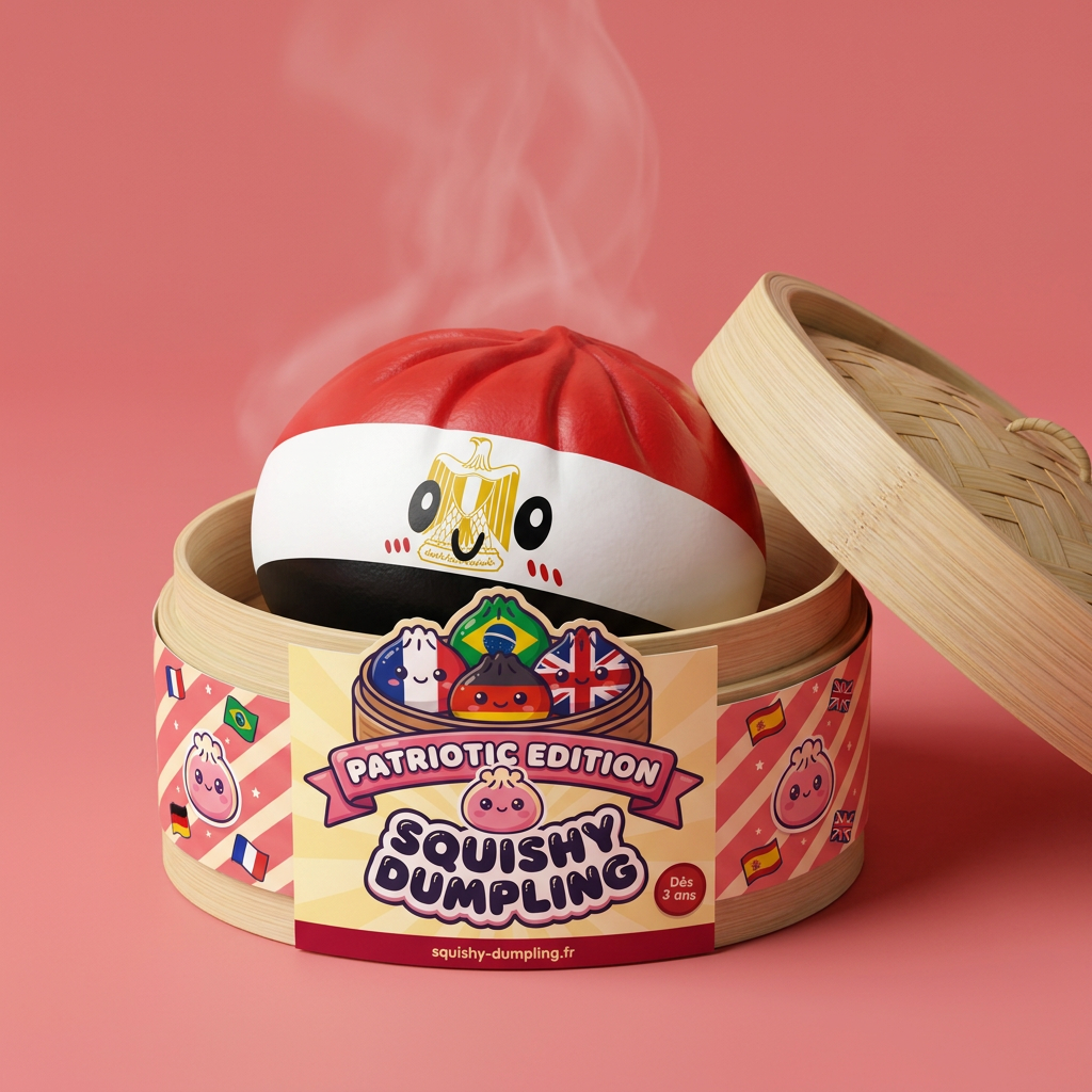 Flag Dumpling Squishy Egypten i sin bambu-ångkorg