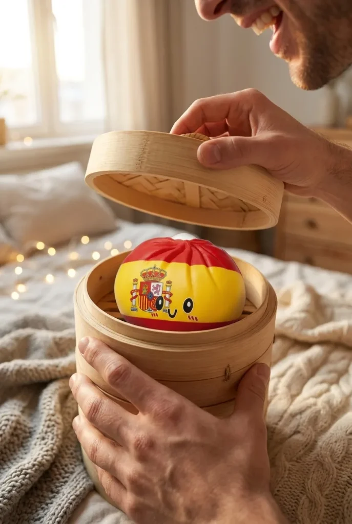 Squishy Flag Dumpling Spanien i unboxing-ögonblicket