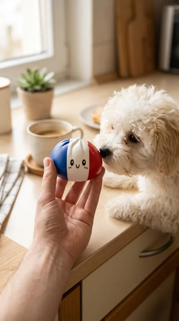 France Flag Squishy Dumpling Blå Vit Röd med en gosedjursvän