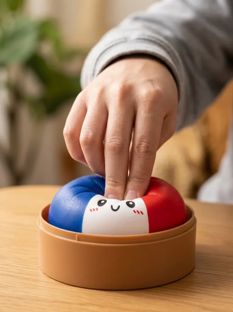 France Flag Squishy Dumpling Blå Vit Röd mitt i klämmet