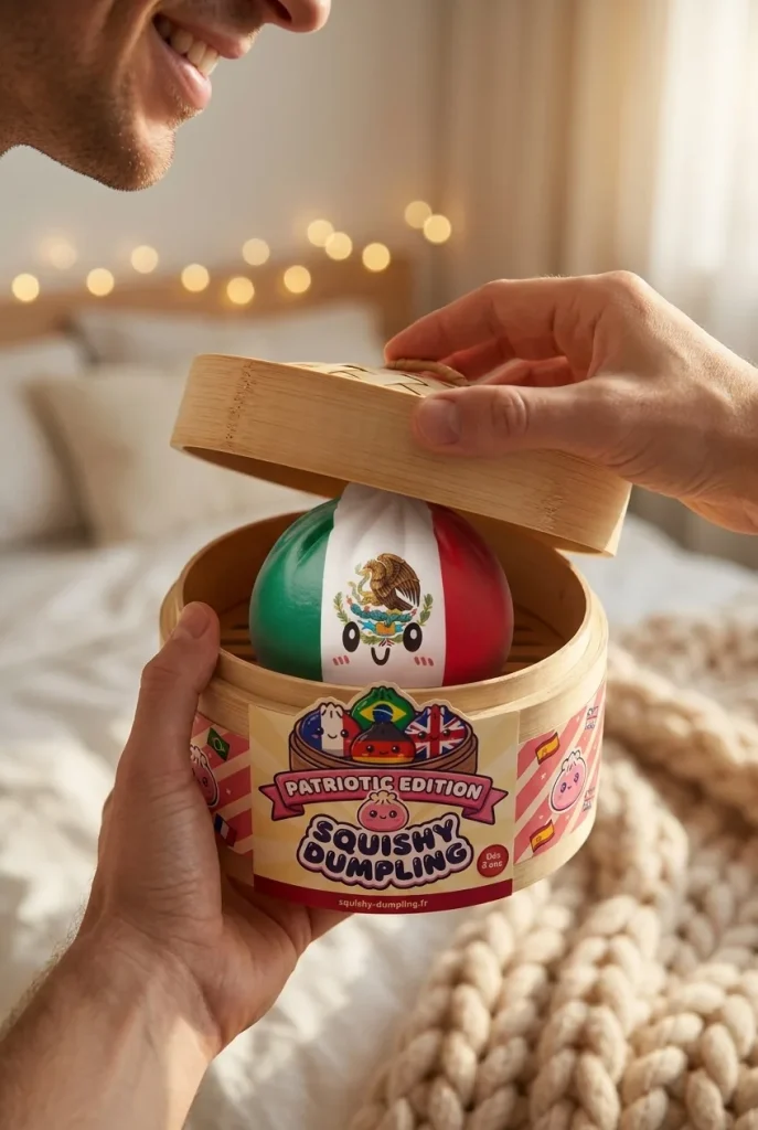 Flag Squishy Dumpling Mexiko i unboxing-ögonblicket