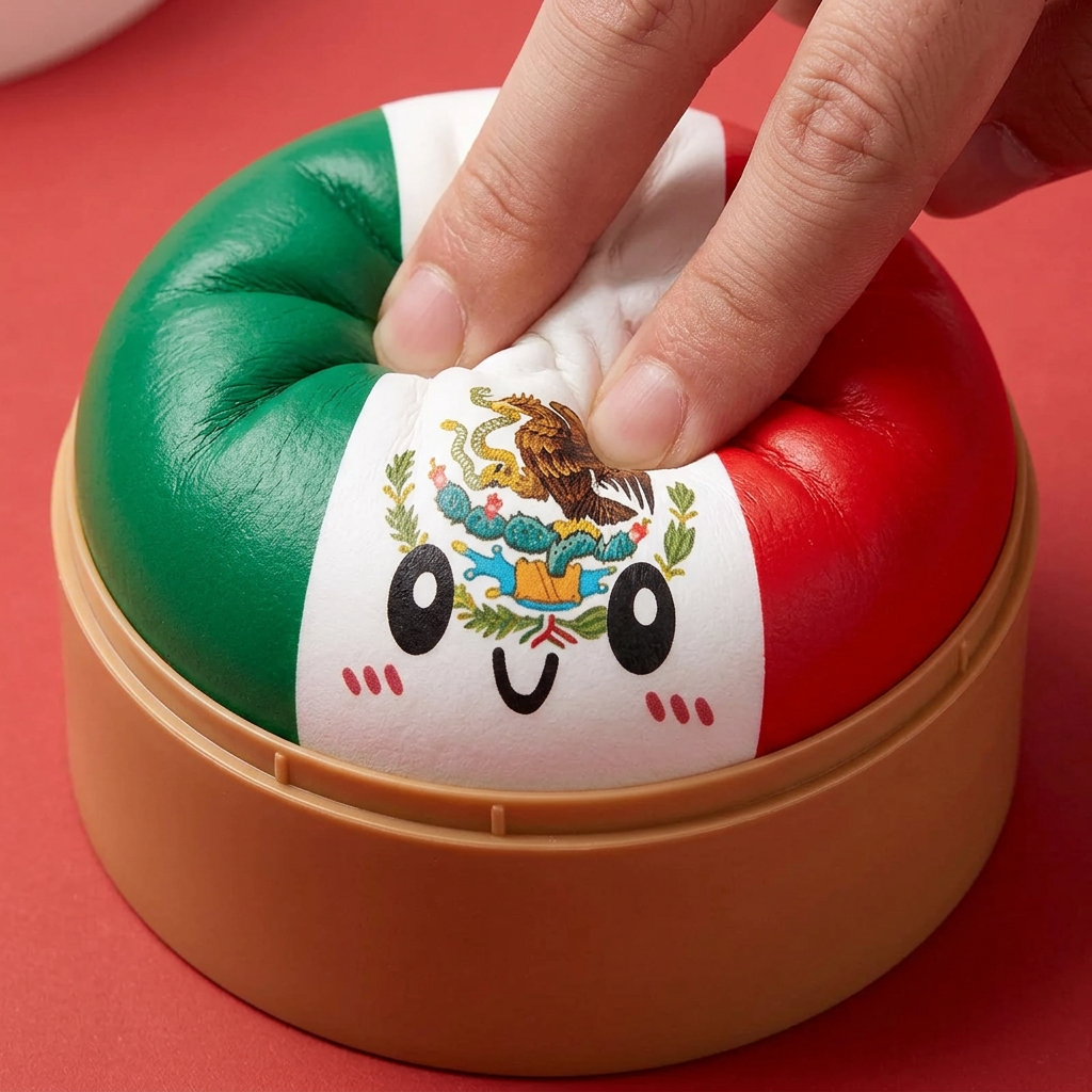 Flag Squishy Dumpling Mexiko — i klämmet, mjukt slow-rise-skum