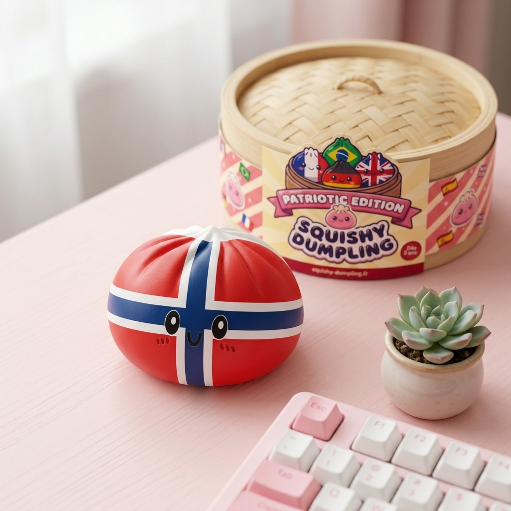 Flag Squishy Dumpling Norge i sin kawaii-miljö