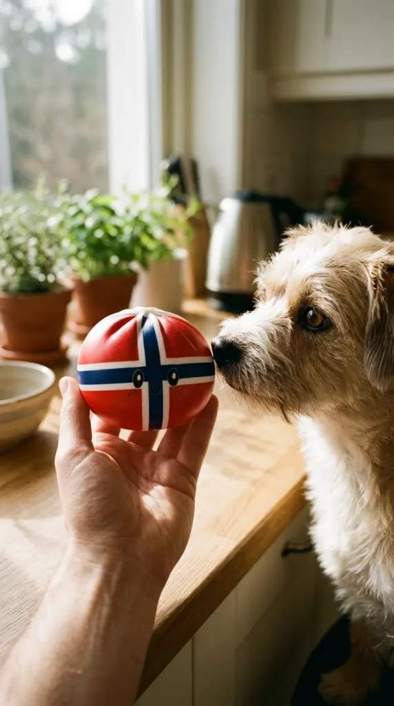 Flag Squishy Dumpling Norge med en gosedjursvän