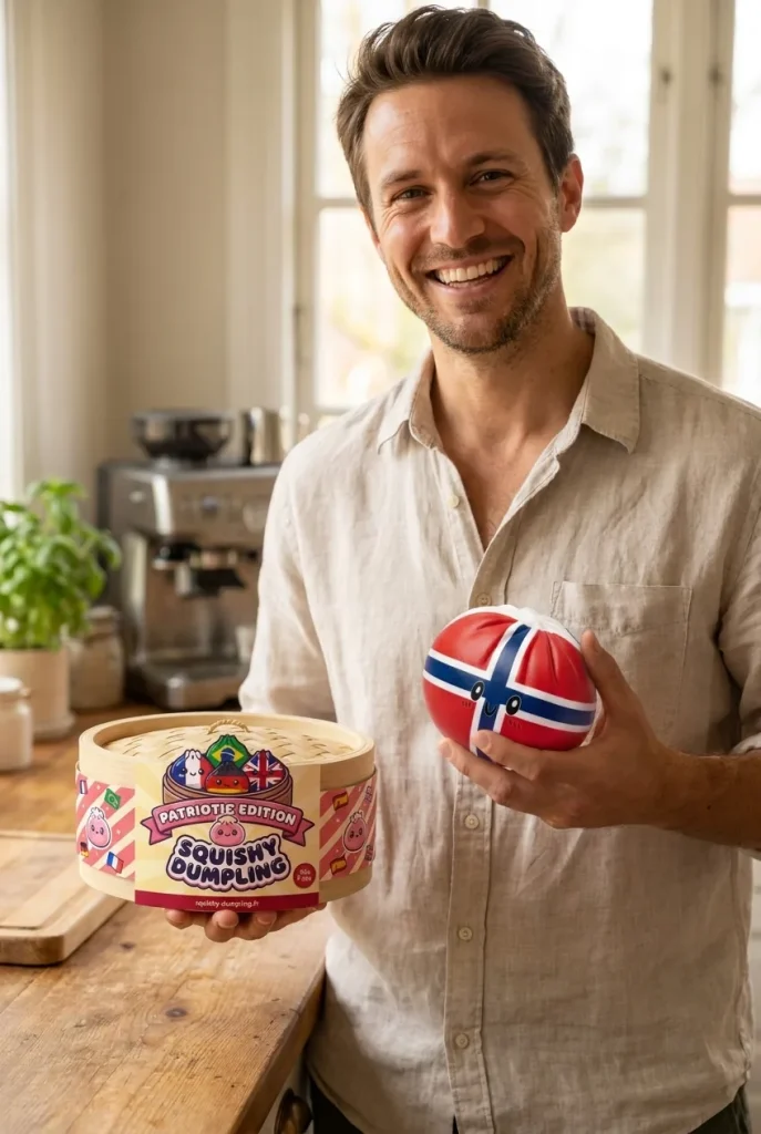 Flag Squishy Dumpling Norge med sin ask