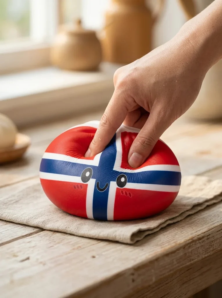 Flag Squishy Dumpling Norge mitt i klämmet