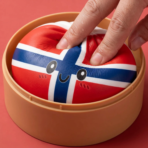 Flag Squishy Dumpling Norge — i klämmet, mjukt slow-rise-skum
