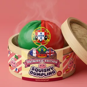 Squishy Dumpling Portugal Flaggmotiv i sin bambu-ångkorg
