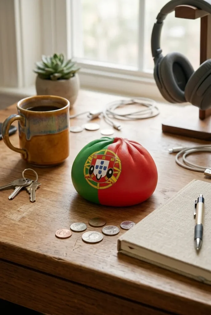 Squishy Dumpling Portugal Flaggmotiv på skrivbordet