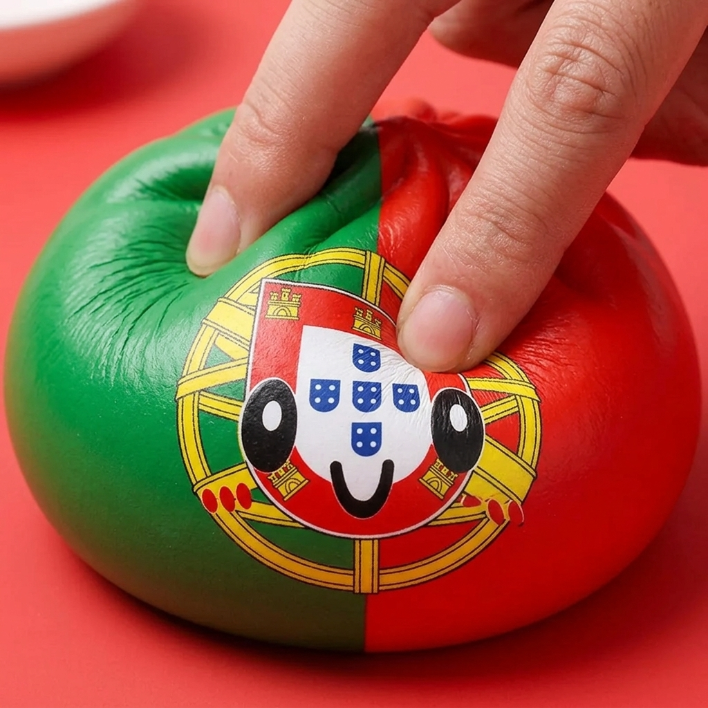 Squishy Dumpling Portugal Flaggmotiv — slow-rise-effekt, skummet återtar långsamt sin form