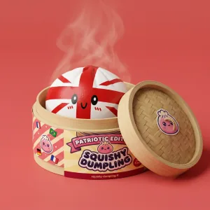 Flag Squishy Toy Storbritannien Dumpling i sin bambu-ångkorg