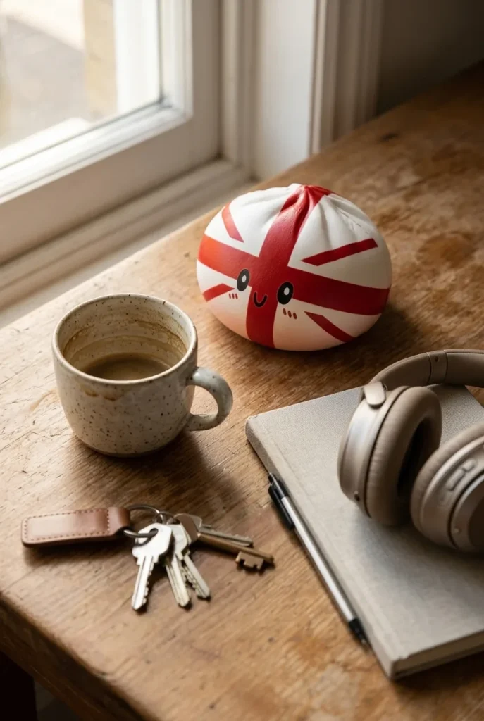 Flag Squishy Toy Storbritannien Dumpling på skrivbordet