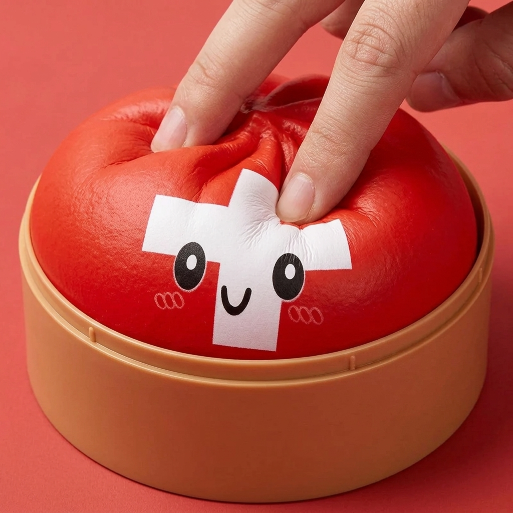 Flag Squishy Toy Schweiz Dumpling — i klämmet, mjukt slow-rise-skum