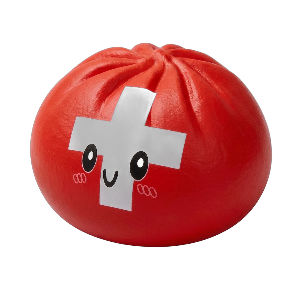 Flag Squishy Toy Schweiz Dumpling — i klämmet, mjukt slow-rise-skum