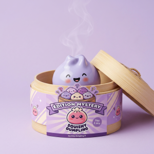 Dumpling Squishy Mystery Surprise Plysch i sin bambu-ångkorg