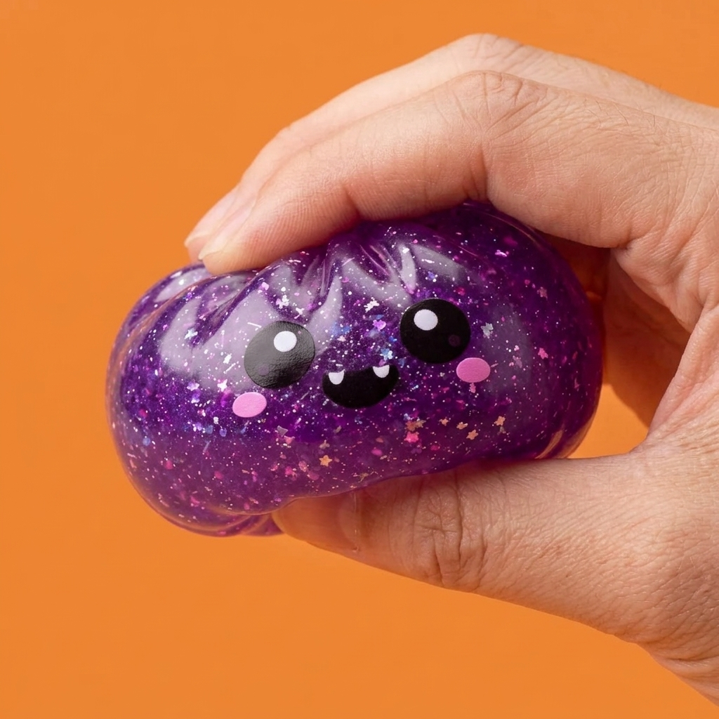 Vampire Glitter Dumpling Squishy Halloween Lila — slow-rise-effekt, skummet återtar långsamt sin form