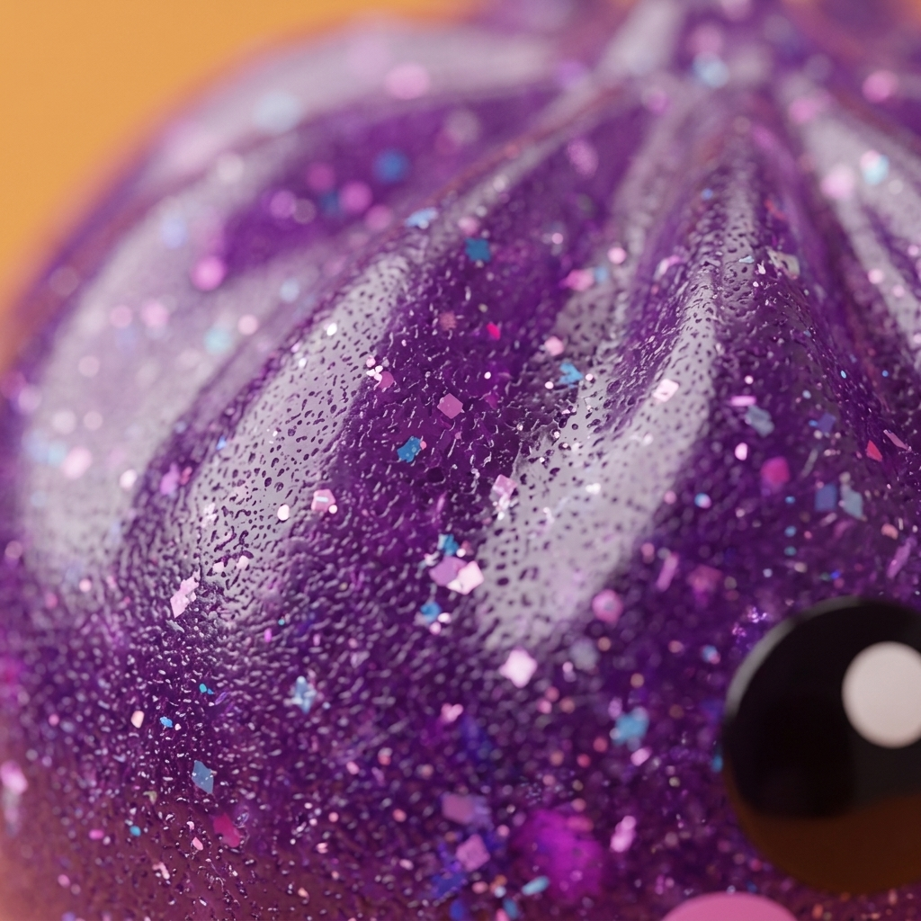 Vampire Glitter Dumpling Squishy Halloween Lila — närbild på strukturen
