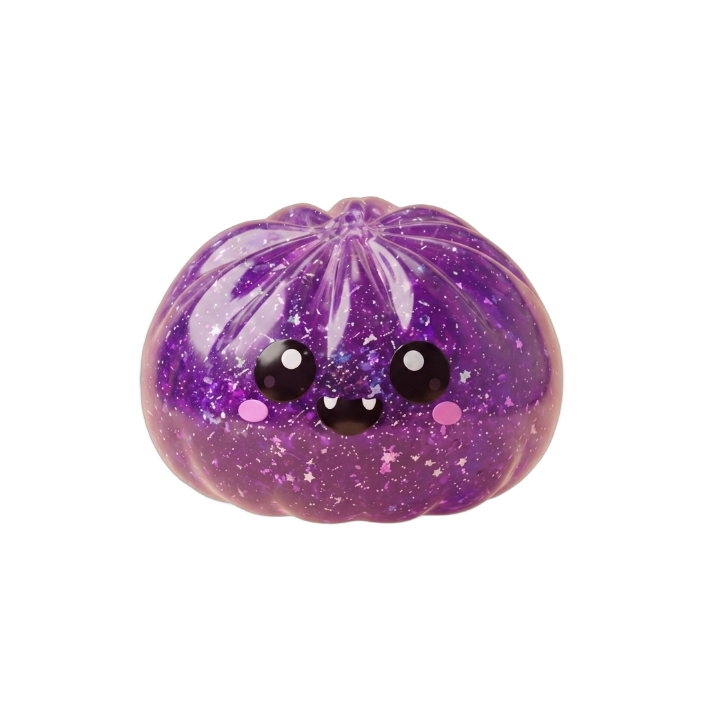 Vampire Glitter Dumpling Squishy Halloween Lila — i klämmet, mjukt slow-rise-skum