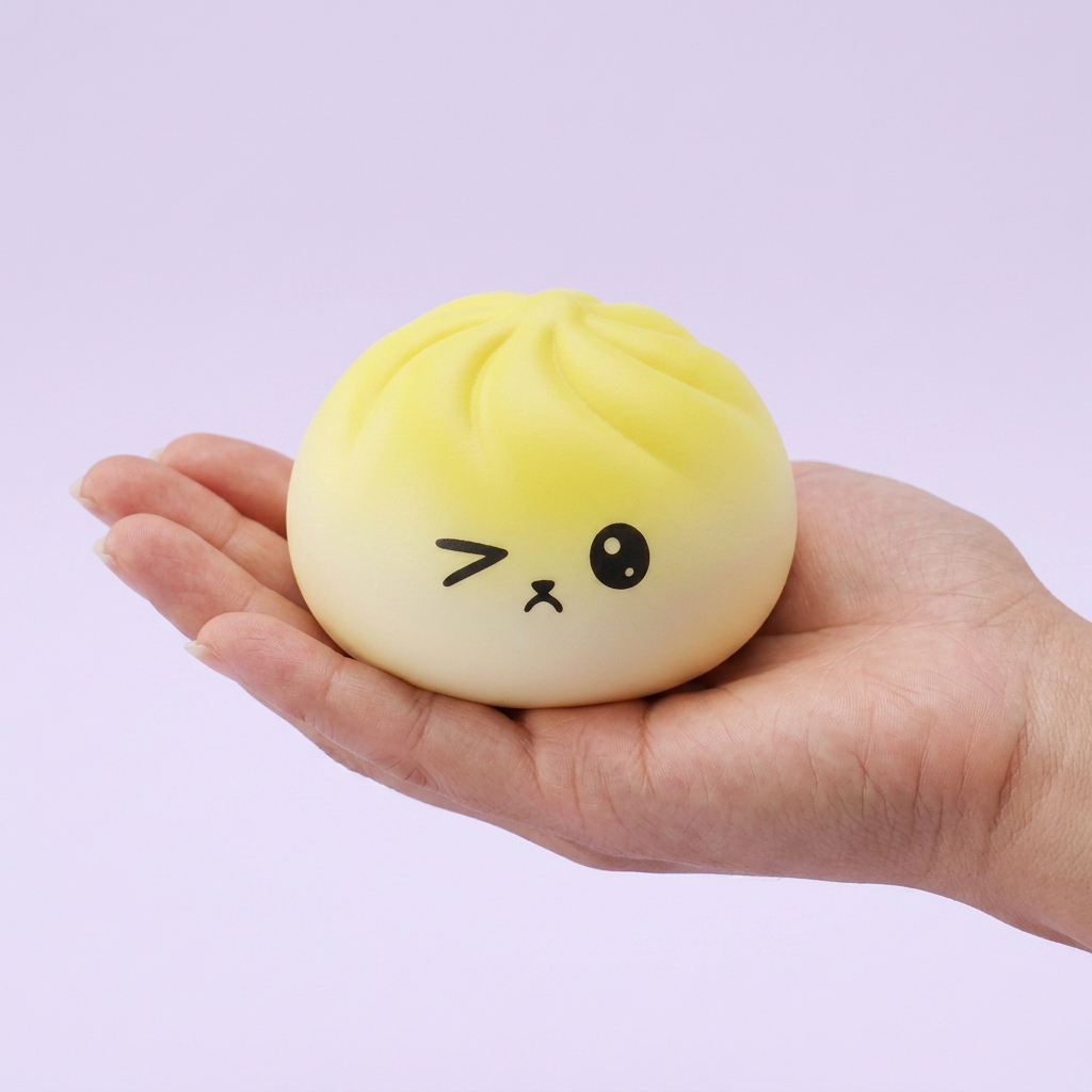 Mystery Dumpling Squishy Viral Överraskning i handen, verklig storlek