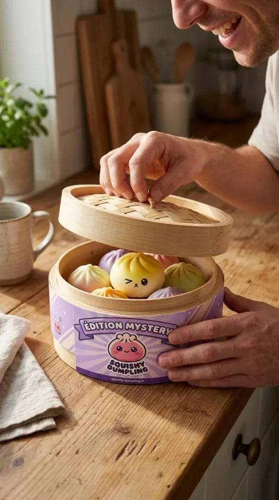 Mystery Dumpling Squishy Viral Överraskning i unboxing-ögonblicket