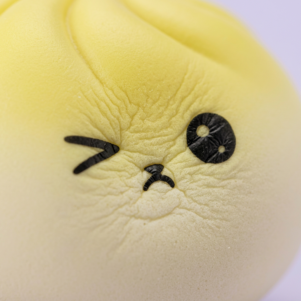 Mystery Dumpling Squishy Viral Överraskning — närbild på strukturen