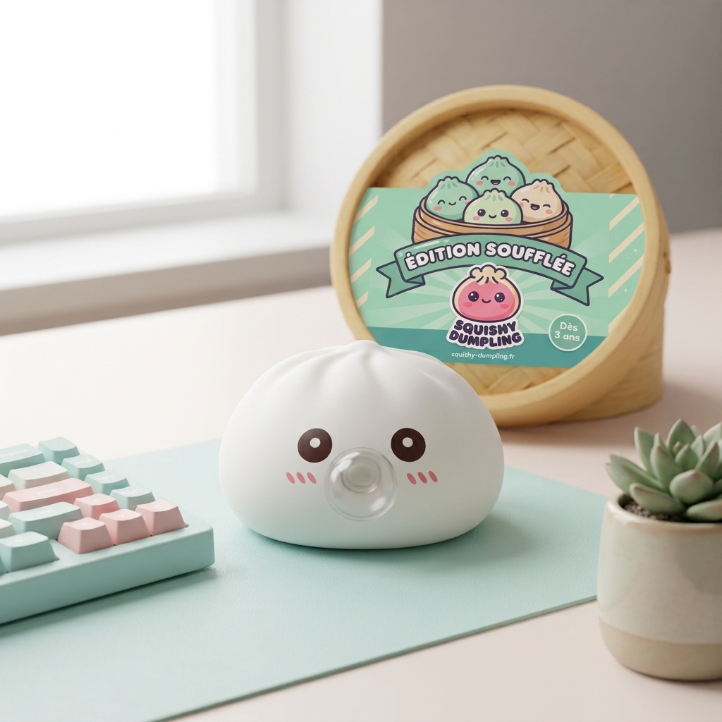 Giant Dumpling Squishy Molnvit i sin kawaii-miljö
