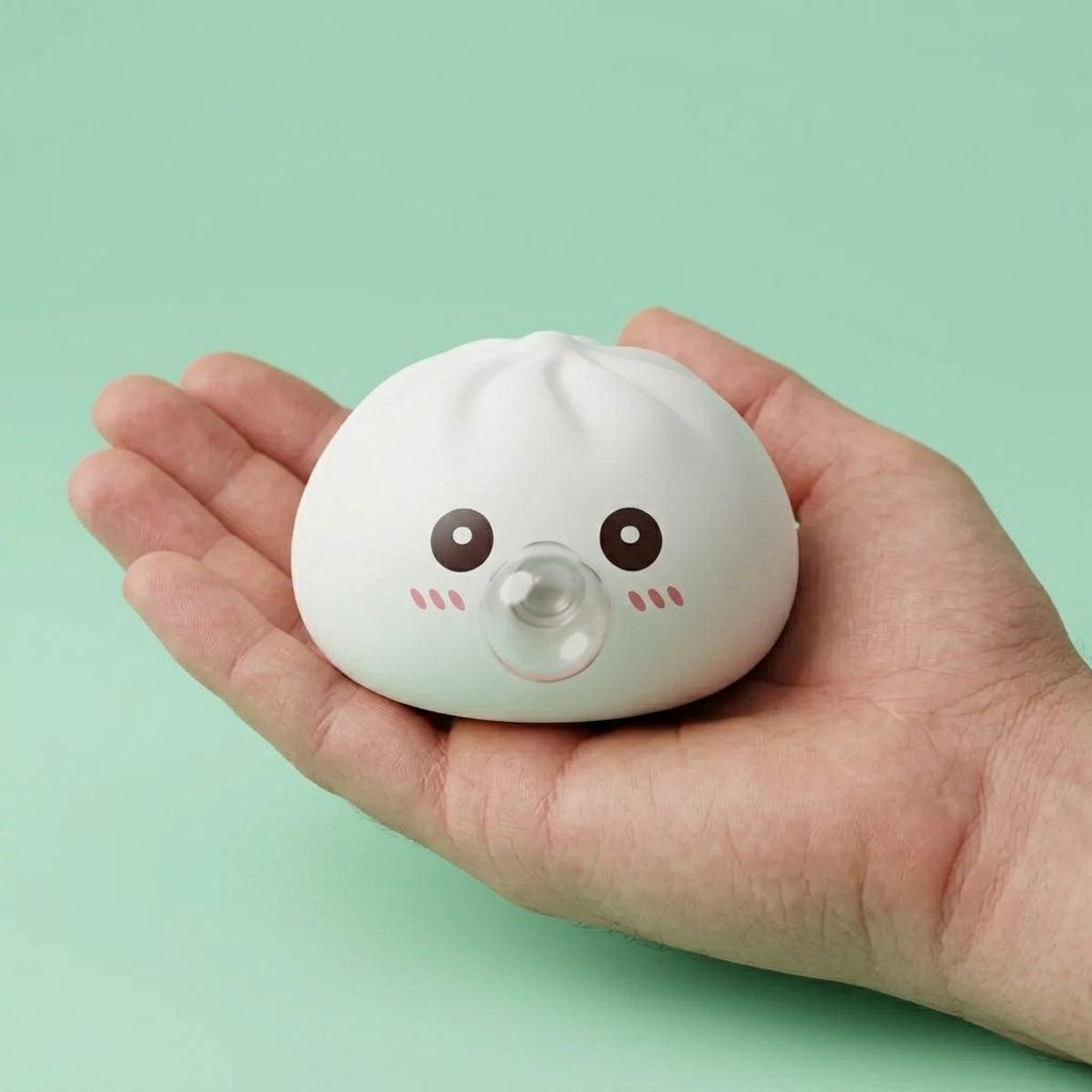 Giant Dumpling Squishy Molnvit i handen, verklig storlek