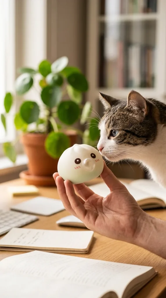 Giant Dumpling Squishy Molnvit med en gosedjursvän