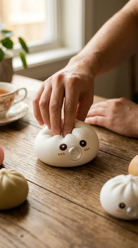 Giant Dumpling Squishy Molnvit mitt i klämmet