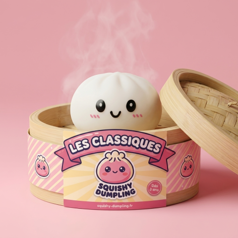 Dumpling Squishy Snövit i sin bambu-ångkorg