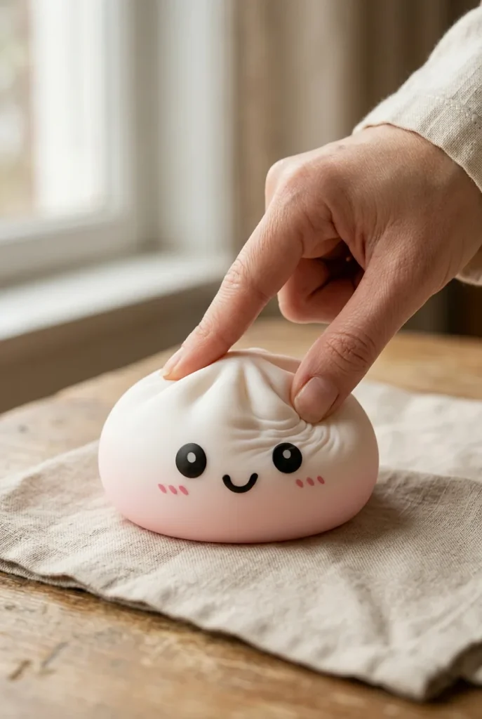 Dumpling Squishy Snövit mitt i klämmet
