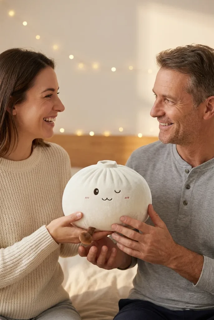 Dumplings Squishy Toy Vit XXL som presenttips